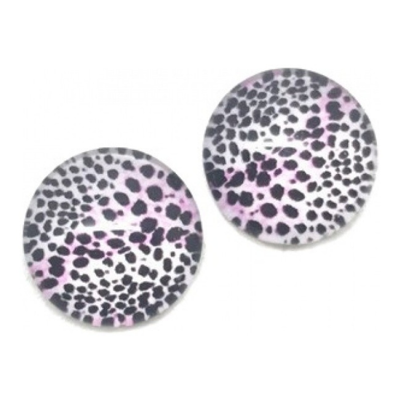 Lot de 2 Cabochons en Verre Motif Léopard Rose 10mm