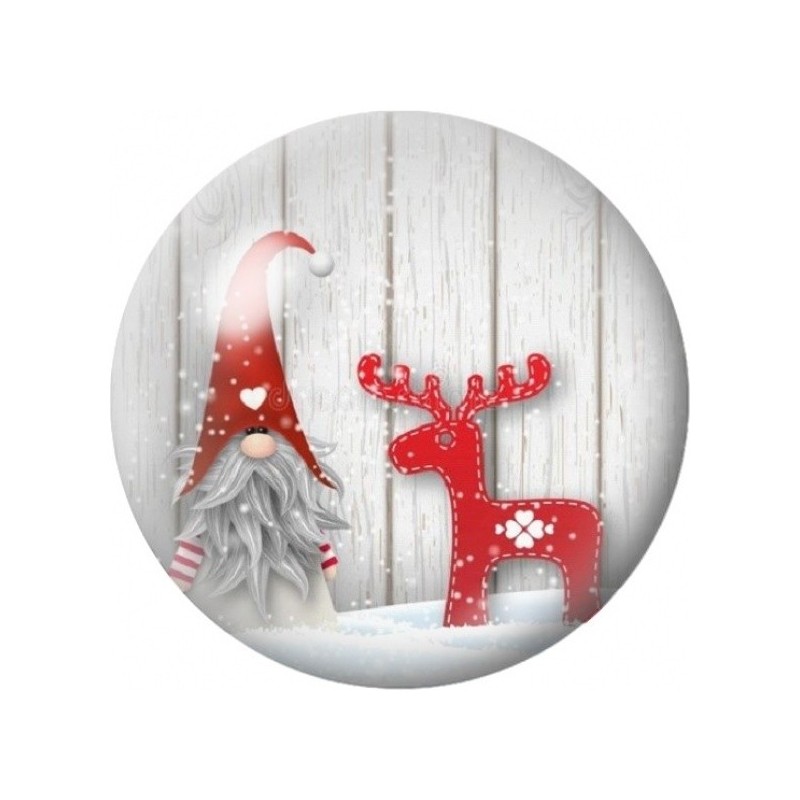 Cabochon en Verre Illustré Lutin et Renne Scandinave 12 à 25mm