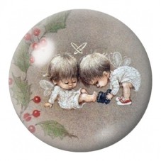 Cabochon en Verre Illustré Petits Anges de Noël 12 à 25mm pour la Création de Bijoux Fantaisie - DIY