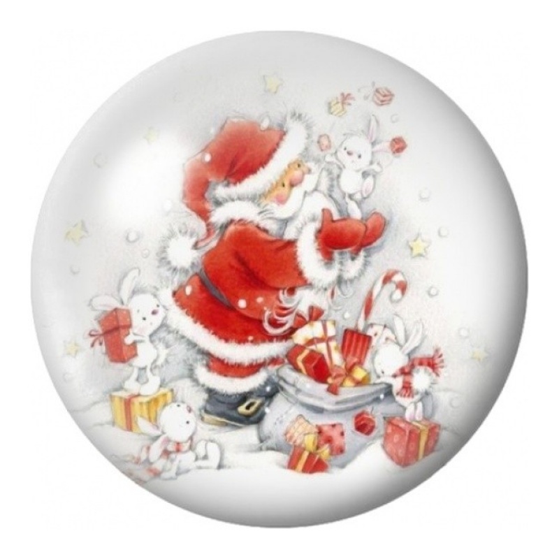 Cabochon en Verre Illustré Père Noël aux Jouets 12 à 25mm
