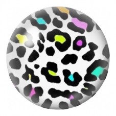 Cabochon en Verre Illustré Léopard Pop Multicolore 12 à 25mm pour la Création de Bijoux Fantaisie - DIY