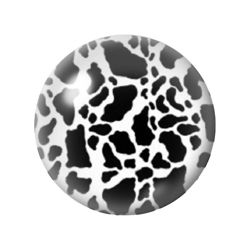 Cabochon en Verre Illustré Pelage de Vache Noir et Blanc 12 à 25mm