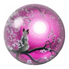 Cabochon en Verre Illustré Chat sous la Lune Rose 12 à 25mm pour la Création de Bijoux Fantaisie - DIY
