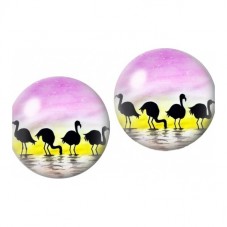 Lot de 2 Cabochons en Verre Flamants au Coucher de Soleil 12mm pour la Création de Bijoux Fantaisie - DIY
