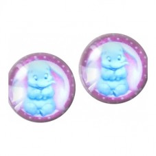 Lot de 2 Cabochons en Verre Éléphanteau Bleu 12mm pour la Création de Bijoux Fantaisie - DIY