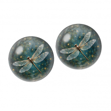 2 Cabochons en Verre Illustré Libellule sur Fond Turquoise 10mm pour la Création de Bijoux Fantaisie - DIY
