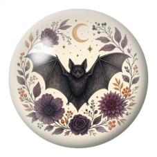 Cabochon en Verre Illustré Chauve-Souris dans une Couronne Florale 12 à 25mm pour la Création de Bijoux Fantaisie - DIY