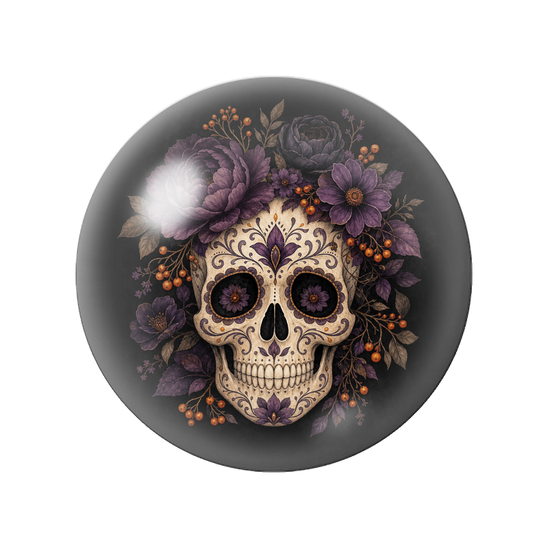 Cabochon en Verre Illustré Crâne Mexicain Fleuri 12 à 25mm