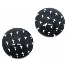 Lot de 2 Cabochons en Verre Croix Blanches Gothiques 12mm pour la Création de Bijoux Fantaisie - DIY
