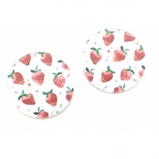 Lot de 2 Cabochons en Verre Fraises sur Fond Blanc 12mm pour la Création de Bijoux Fantaisie - DIY