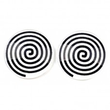 Lot de 2 Cabochons en Verre Spirale Noire et Blanche 12mm pour la Création de Bijoux Fantaisie - DIY