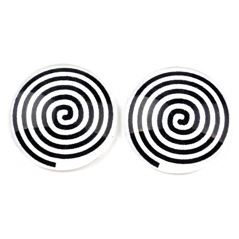 Lot de 2 Cabochons en Verre Spirale Noire et Blanche 12mm