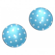 Lot de 2 Cabochons en Verre Bleu à Pois Blancs 12mm pour la Création de Bijoux Fantaisie - DIY