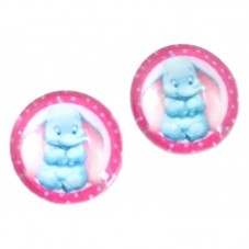 Lot de 2 Cabochons en Verre Petit Éléphant Bleu 12mm pour la Création de Bijoux Fantaisie - DIY