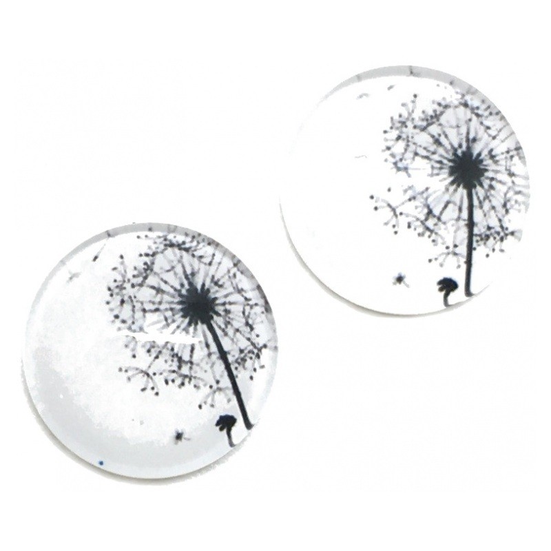 Lot de 2 Cabochons en Verre Pissenlit au Vent 12mm