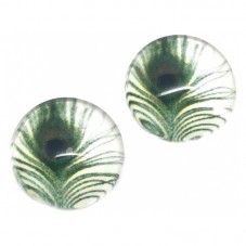 Lot de 2 Cabochons en Verre Plume de Paon 12mm pour la Création de Bijoux Fantaisie - DIY