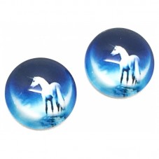 Lot de 2 Cabochons en Verre Licorne sous la Lune Bleue 12mm pour la Création de Bijoux Fantaisie - DIY