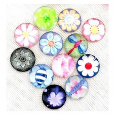 Lot de 5 Cabochons en Verre Fleurs et Insectes 12mm pour la Création de Bijoux Fantaisie - DIY