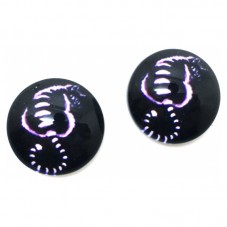 Lot de 2 Cabochons en Verre Chat du Cheshire Violet 12mm pour la Création de Bijoux Fantaisie - DIY