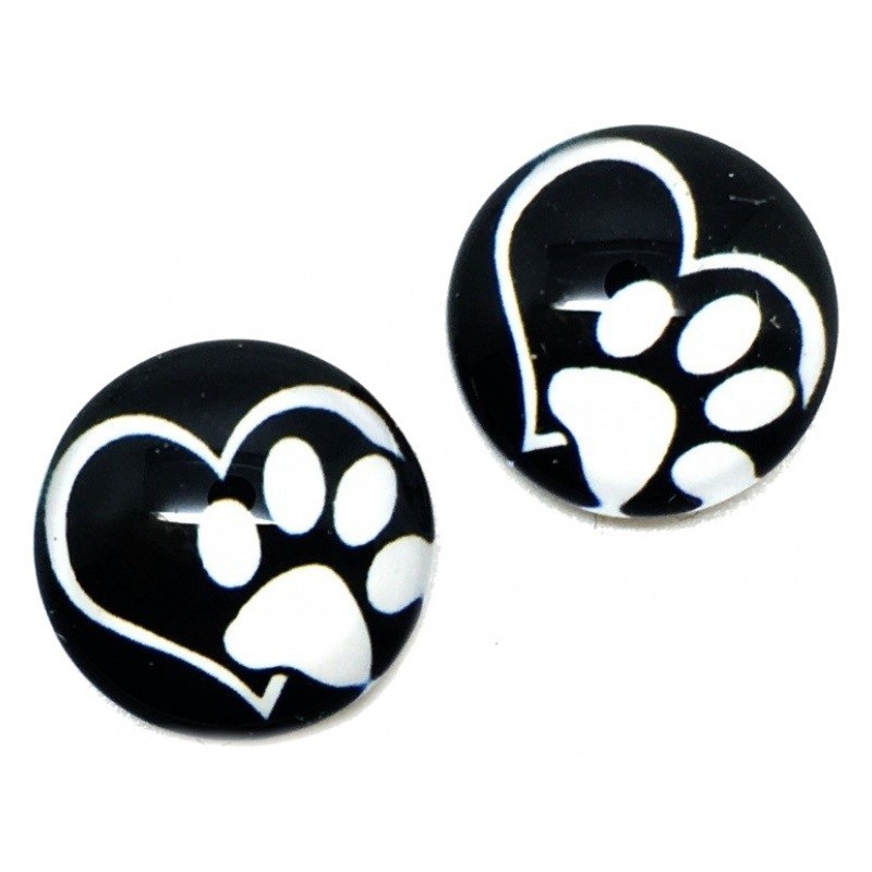Lot de 2 Cabochons en Verre Patte Yin Yang 12mm