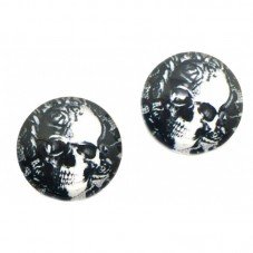 Lot de 2 Cabochons en Verre Crâne Couronné 12mm pour la Création de Bijoux Fantaisie - DIY