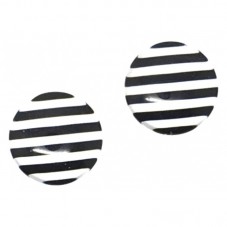 Lot de 2 Cabochons en Verre Rayures Noires et Blanches 12mm pour la Création de Bijoux Fantaisie - DIY
