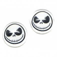 Lot de 2 Cabochons en Verre Visage de Jack Skellington 12mm pour la Création de Bijoux Fantaisie - DIY