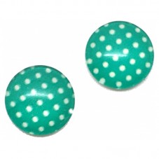 Lot de 2 Cabochons en Verre Vert Émeraude à Pois Blancs 12mm pour la Création de Bijoux Fantaisie - DIY