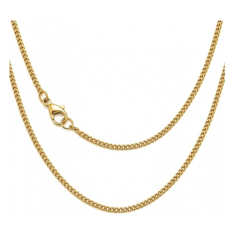 Collier Chaîne Fine à Mailles Gourmette 2mm en Acier Inoxydable Doré - 45cm Long