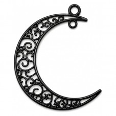 2 Breloques Connecteur Lune en Métal Noir 41x30mm pour la Création de Bijoux Fantaisie - DIY