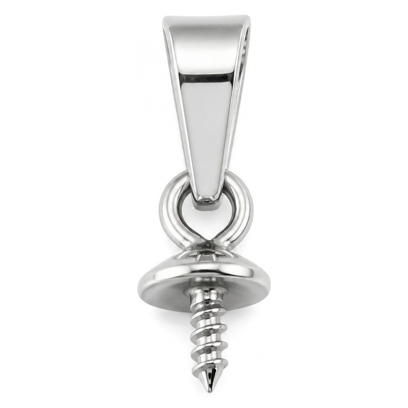 5 Bélière à Vis avec plateau (disque) 5 mm en Acier Inoxydable Argenté pour Pendentif et Perle 14x5mm