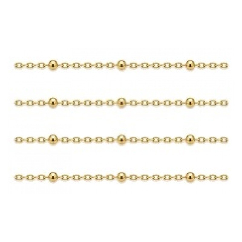 9 Mètres de Chaine à Mailles avec Perles en Acier Inoxydable Doré 1,5mm
