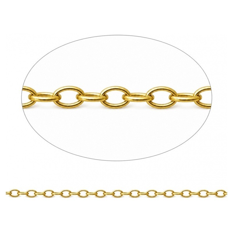 2 Mètres de Chaine à Mailles en Acier Inoxydable Doré 2x3mm