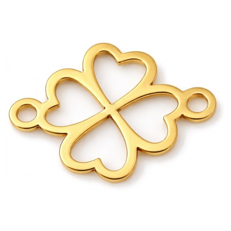 Connecteur Trèfle à Quatre Feuilles en Acier Inoxydable Doré 12x9mm pour la Création de Bijoux Fantaisie - DIY