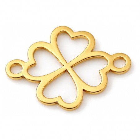 Connecteur Trèfle à Quatre Feuilles en Acier Inoxydable Doré 12x9mm