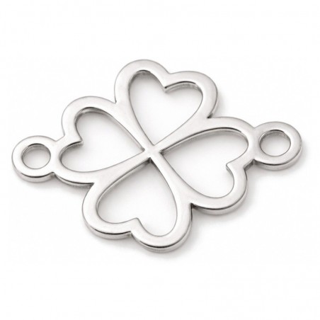 Connecteur Trèfle à Quatre Feuilles en Acier Inoxydable Argenté 12x9mm