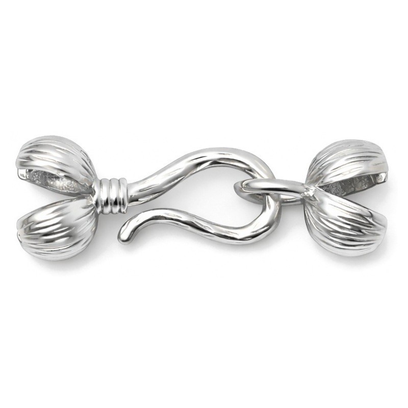 1 Cache-Noeud Fermoir Embout Bourgeon en Métal Argenté 20x6mm