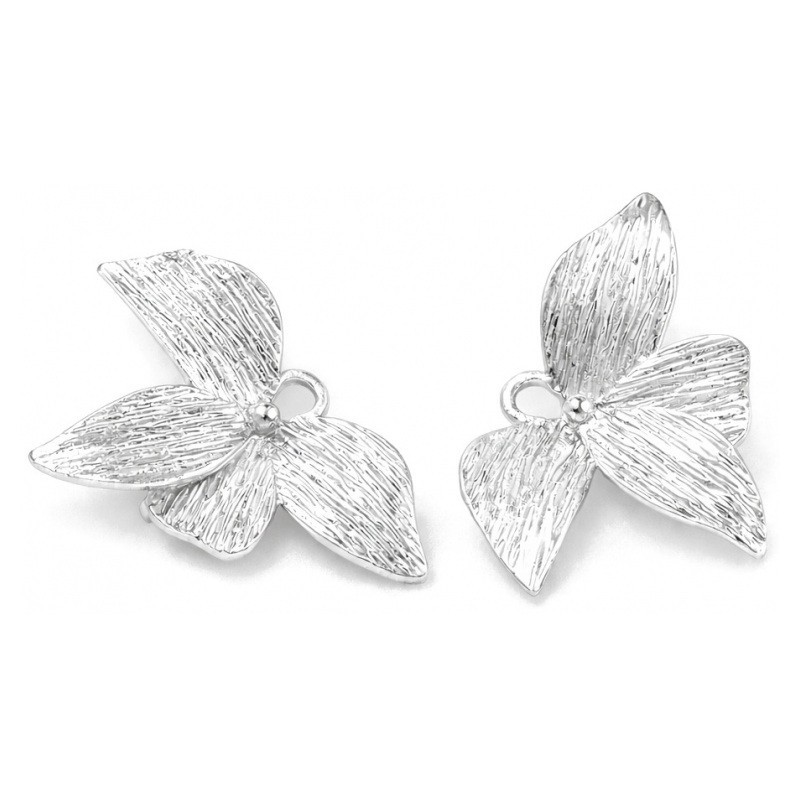 2 Pendentifs Connecteurs Fleur en Métal Argenté 21x15mm