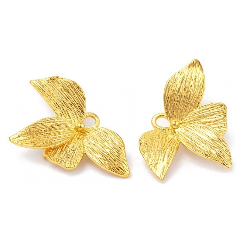 2 Pendentifs Connecteurs Fleur en Métal Doré 21x15mm