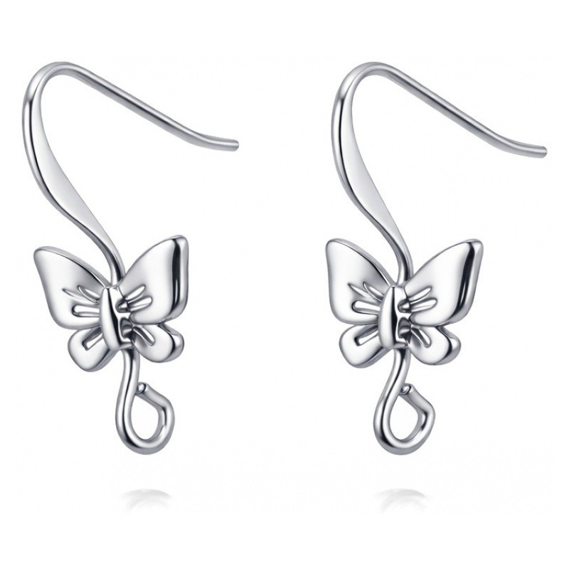 1 Paire de Supports Boucle d'Oreille Papillon Crochet Argenté
