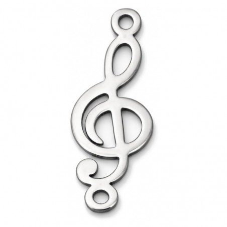 Connecteur Clé de Sol Musique en Acier Inoxydable Argenté 18x7mm