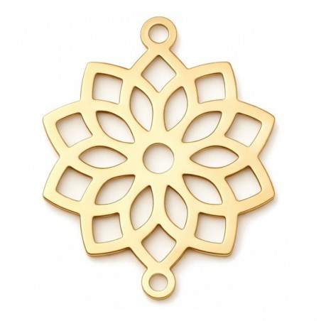Connecteur Mandala Floral en Acier Inoxydable Doré 22x17mm
