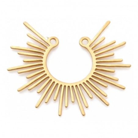 Connecteur Soleil Stylisé en Acier Inoxydable Doré 40x32mm