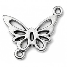 4 Connecteurs Papillon en Métal Argenté 23x19mm pour la Création de Bijoux Fantaisie - DIY