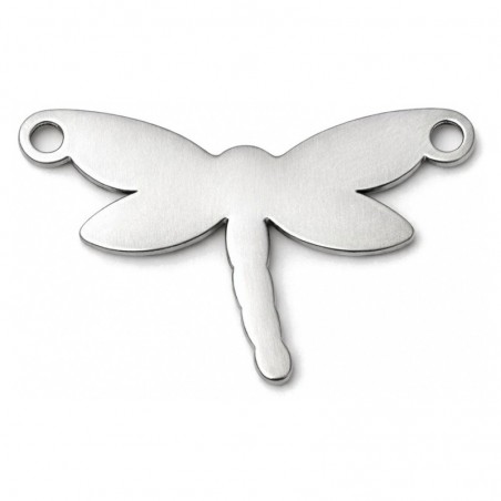 Connecteur Libellule en Acier Inoxydable Argenté 19x14mm
