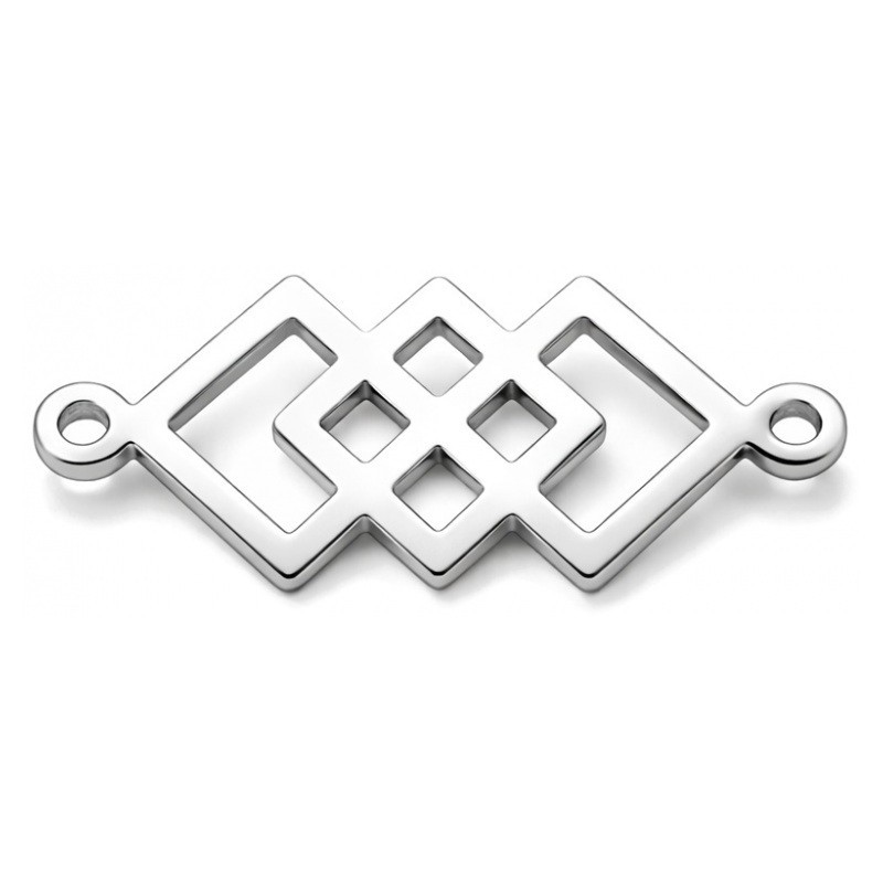 Connecteur Carré Graphique en Acier Inoxydable Argenté 29x13mm pour la Création de Bijoux Fantaisie - DIY