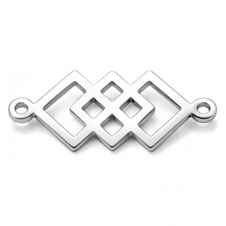 Connecteur Carré Graphique en Acier Inoxydable Argenté 29x13mm