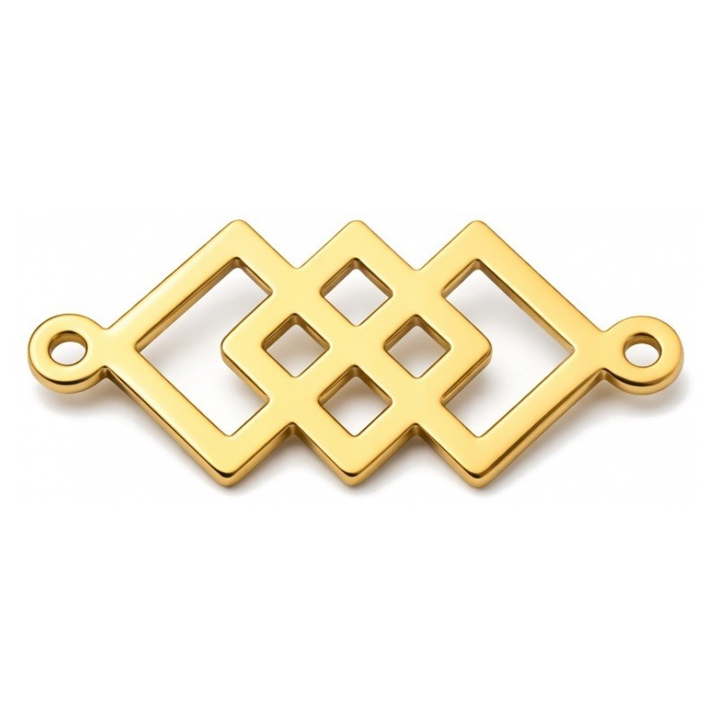 Connecteur Carré Graphique en Acier Inoxydable Doré 29x13mm pour la Création de Bijoux Fantaisie - DIY