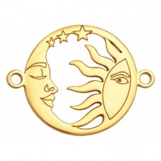 Connecteur Soleil Lune en Acier Inoxydable Doré 20x15mm pour la Création de Bijoux Fantaisie - DIY