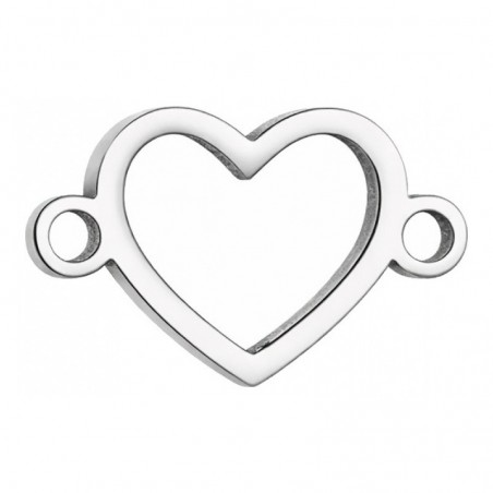 Connecteur Coeur en Acier Inoxydable Argenté 14x8mm